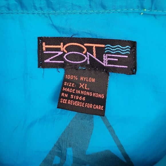 VINTAGE 90s neon florescent pullover quarter zip windbreaker‎ jacket XL - Picture 8 of 10
